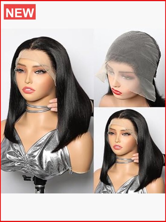 Bob Wig Human Hair 13x6 HD Lace Front Pre Plucked Pre Cut 180% Density main image 4